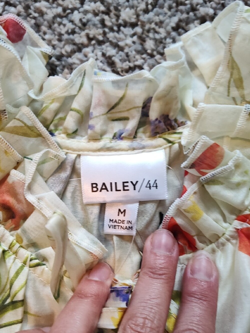 Bailey 44 Cream Floral Tie-Front Ruffle Sleeve Top - Picture 4 of 9